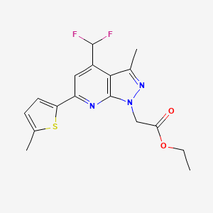 molecular formula C17H17F2N3O2S B4627763 乙酸[4-(二氟甲基)-3-甲基-6-(5-甲基-2-噻吩基)-1H-吡唑并[3,4-b]吡啶-1-基]酯 