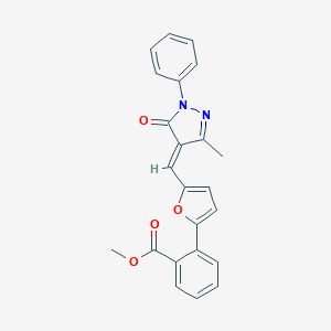 (E)-methyl 2-(5-((3-methyl-5-oxo-1-phenyl-1H-pyrazol-4(5H)-ylidene)methyl)furan-2-yl)benzoate