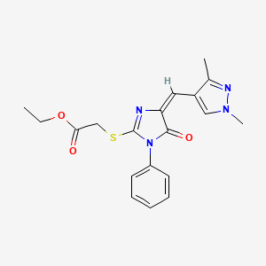 molecular formula C19H20N4O3S B4627790 乙酰({4-[(1,3-二甲基-1H-吡唑-4-基)亚甲基]-5-氧代-1-苯基-4,5-二氢-1H-咪唑-2-基}硫代)乙酸酯 