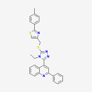 molecular formula C30H25N5S2 B4627833 4-[4-ethyl-5-({[2-(4-methylphenyl)-1,3-thiazol-4-yl]methyl}thio)-4H-1,2,4-triazol-3-yl]-2-phenylquinoline 