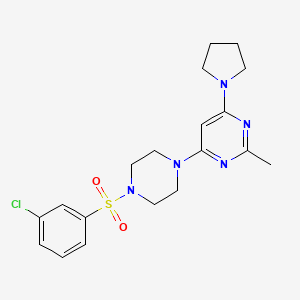 molecular formula C19H24ClN5O2S B4627860 4-{4-[(3-氯苯基)磺酰基]-1-哌嗪基}-2-甲基-6-(1-吡咯烷基)嘧啶 