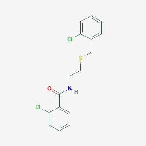 molecular formula C16H15Cl2NOS B4627935 2-chloro-N-{2-[(2-chlorobenzyl)thio]ethyl}benzamide 
