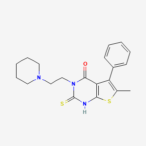 molecular formula C20H23N3OS2 B4627944 2-巯基-6-甲基-5-苯基-3-[2-(1-哌啶基)乙基]噻吩并[2,3-d]嘧啶-4(3H)-酮 