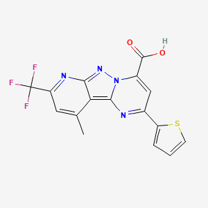 molecular formula C16H9F3N4O2S B4627966 10-methyl-2-(2-thienyl)-8-(trifluoromethyl)pyrido[2',3':3,4]pyrazolo[1,5-a]pyrimidine-4-carboxylic acid 