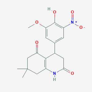 molecular formula C18H20N2O6 B4627974 4-(4-hydroxy-3-methoxy-5-nitrophenyl)-7,7-dimethyl-4,6,7,8-tetrahydro-2,5(1H,3H)-quinolinedione 