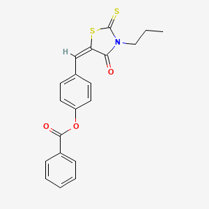 molecular formula C20H17NO3S2 B4627990 4-[(4-oxo-3-propyl-2-thioxo-1,3-thiazolidin-5-ylidene)methyl]phenyl benzoate 