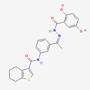 molecular formula C24H23N3O4S B4628020 N-{3-[N-(2,5-dihydroxybenzoyl)ethanehydrazonoyl]phenyl}-4,5,6,7-tetrahydro-1-benzothiophene-3-carboxamide 