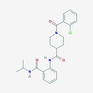 molecular formula C23H26ClN3O3 B4628028 1-(2-氯苯甲酰基)-N-{2-[(异丙氨基)羰基]苯基}-4-哌啶甲酰胺 
