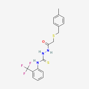molecular formula C18H18F3N3OS2 B4628034 2-{[(4-methylbenzyl)thio]acetyl}-N-[2-(trifluoromethyl)phenyl]hydrazinecarbothioamide 