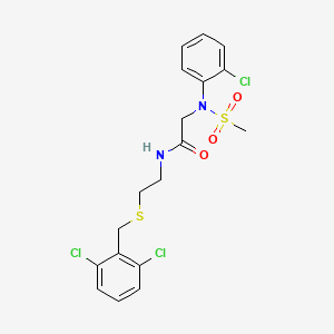 molecular formula C18H19Cl3N2O3S2 B4628120 N~2~-(2-chlorophenyl)-N~1~-{2-[(2,6-dichlorobenzyl)thio]ethyl}-N~2~-(methylsulfonyl)glycinamide 