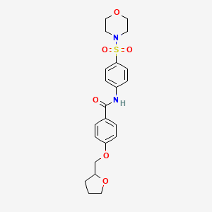 molecular formula C22H26N2O6S B4628145 N-[4-(4-morpholinylsulfonyl)phenyl]-4-(tetrahydro-2-furanylmethoxy)benzamide 