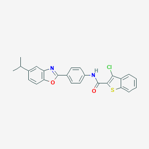 3-chloro-N-[4-(5-isopropyl-1,3-benzoxazol-2-yl)phenyl]-1-benzothiophene-2-carboxamide