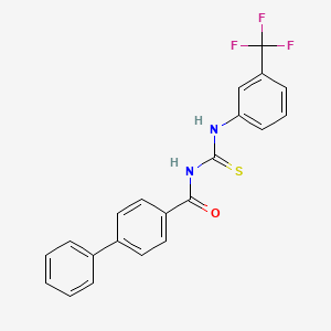 molecular formula C21H15F3N2OS B4628180 N-({[3-(trifluoromethyl)phenyl]amino}carbonothioyl)-4-biphenylcarboxamide 