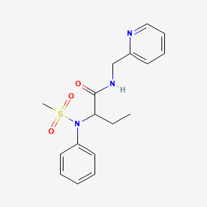 molecular formula C17H21N3O3S B4628289 2-[(methylsulfonyl)(phenyl)amino]-N-(2-pyridinylmethyl)butanamide 