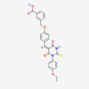 3-[(4-{[1-(4-ethoxyphenyl)-4,6-dioxo-2-thioxotetrahydro-5(2H)-pyrimidinylidene]methyl}phenoxy)methyl]benzoic acid