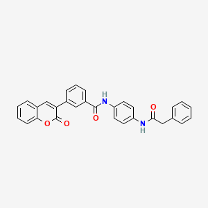 molecular formula C30H22N2O4 B4628325 3-(2-oxo-2H-chromen-3-yl)-N-{4-[(phenylacetyl)amino]phenyl}benzamide 