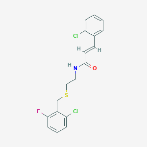 molecular formula C18H16Cl2FNOS B4628356 N-{2-[(2-chloro-6-fluorobenzyl)thio]ethyl}-3-(2-chlorophenyl)acrylamide 