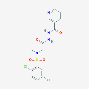 molecular formula C15H14Cl2N4O4S B4628371 2,5-dichloro-N-methyl-N-{2-oxo-2-[2-(3-pyridinylcarbonyl)hydrazino]ethyl}benzenesulfonamide 