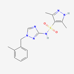 molecular formula C15H18N6O2S B4628375 3,5-二甲基-N-[1-(2-甲基苄基)-1H-1,2,4-三唑-3-基]-1H-吡唑-4-磺酰胺 