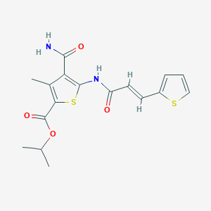 molecular formula C17H18N2O4S2 B4628403 异丙基4-(氨基羰基)-3-甲基-5-{[3-(2-噻吩基)丙烯酰基]氨基}-2-噻吩甲酸酯 