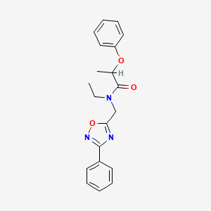 molecular formula C20H21N3O3 B4628405 N-ethyl-2-phenoxy-N-[(3-phenyl-1,2,4-oxadiazol-5-yl)methyl]propanamide 