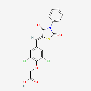 molecular formula C18H11Cl2NO5S B4628468 {2,6-二氯-4-[(2,4-二氧代-3-苯基-1,3-噻唑烷-5-亚甲基)甲基]苯氧基}乙酸 