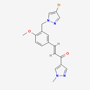 molecular formula C18H17BrN4O2 B4628473 3-{3-[(4-bromo-1H-pyrazol-1-yl)methyl]-4-methoxyphenyl}-1-(1-methyl-1H-pyrazol-4-yl)-2-propen-1-one 