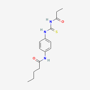 molecular formula C15H21N3O2S B4628496 N-(4-{[(丙酰氨基)碳硫酰]氨基}苯基)戊酰胺 