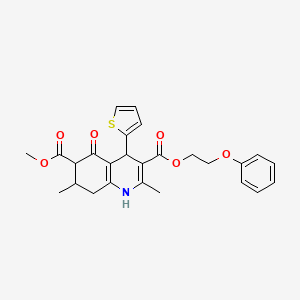 molecular formula C26H27NO6S B4628507 6-methyl 3-(2-phenoxyethyl) 2,7-dimethyl-5-oxo-4-(2-thienyl)-1,4,5,6,7,8-hexahydro-3,6-quinolinedicarboxylate 