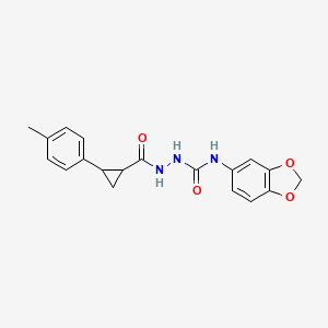 molecular formula C19H19N3O4 B4628528 N-1,3-benzodioxol-5-yl-2-{[2-(4-methylphenyl)cyclopropyl]carbonyl}hydrazinecarboxamide 