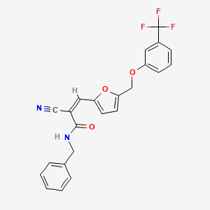 molecular formula C23H17F3N2O3 B4628535 N-苄基-2-氰基-3-(5-{[3-(三氟甲基)苯氧基]甲基}-2-呋喃基)丙烯酰胺 