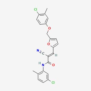 molecular formula C23H18Cl2N2O3 B4628545 3-{5-[(4-chloro-3-methylphenoxy)methyl]-2-furyl}-N-(5-chloro-2-methylphenyl)-2-cyanoacrylamide 