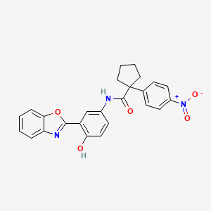 molecular formula C25H21N3O5 B4628549 N-[3-(1,3-benzoxazol-2-yl)-4-hydroxyphenyl]-1-(4-nitrophenyl)cyclopentanecarboxamide 