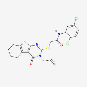 molecular formula C21H19Cl2N3O2S2 B4628558 2-[(3-allyl-4-oxo-3,4,5,6,7,8-hexahydro[1]benzothieno[2,3-d]pyrimidin-2-yl)thio]-N-(2,5-dichlorophenyl)acetamide 