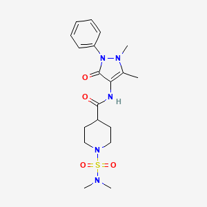 molecular formula C19H27N5O4S B4628577 1-[(dimethylamino)sulfonyl]-N-(1,5-dimethyl-3-oxo-2-phenyl-2,3-dihydro-1H-pyrazol-4-yl)-4-piperidinecarboxamide 