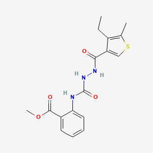 molecular formula C17H19N3O4S B4628596 methyl 2-[({2-[(4-ethyl-5-methyl-3-thienyl)carbonyl]hydrazino}carbonyl)amino]benzoate 