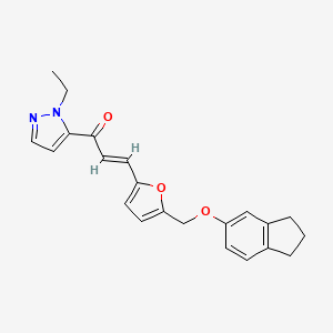 molecular formula C22H22N2O3 B4628621 3-{5-[(2,3-dihydro-1H-inden-5-yloxy)methyl]-2-furyl}-1-(1-ethyl-1H-pyrazol-5-yl)-2-propen-1-one 