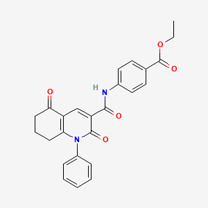 molecular formula C25H22N2O5 B4628625 ethyl 4-{[(2,5-dioxo-1-phenyl-1,2,5,6,7,8-hexahydro-3-quinolinyl)carbonyl]amino}benzoate 