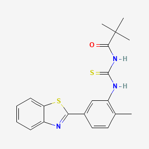 molecular formula C20H21N3OS2 B4628627 N-({[5-(1,3-benzothiazol-2-yl)-2-methylphenyl]amino}carbonothioyl)-2,2-dimethylpropanamide 