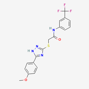 molecular formula C18H15F3N4O2S B4628632 2-{[5-(4-甲氧基苯基)-4H-1,2,4-三唑-3-基]硫代}-N-[3-(三氟甲基)苯基]乙酰胺 