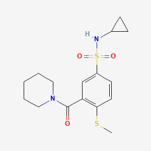 molecular formula C16H22N2O3S2 B4628662 N-cyclopropyl-4-(methylthio)-3-(1-piperidinylcarbonyl)benzenesulfonamide 