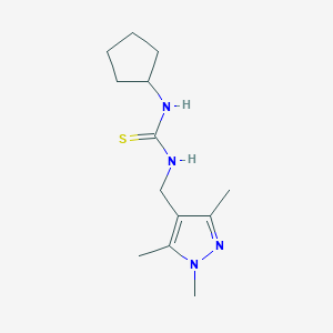 molecular formula C13H22N4S B4628709 N-cyclopentyl-N'-[(1,3,5-trimethyl-1H-pyrazol-4-yl)methyl]thiourea 