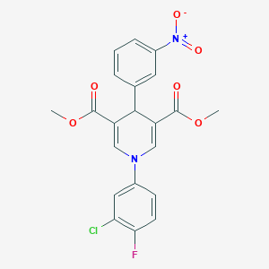 molecular formula C21H16ClFN2O6 B4628719 dimethyl 1-(3-chloro-4-fluorophenyl)-4-(3-nitrophenyl)-1,4-dihydro-3,5-pyridinedicarboxylate 