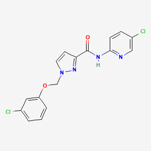 molecular formula C16H12Cl2N4O2 B4628725 1-[(3-chlorophenoxy)methyl]-N-(5-chloro-2-pyridinyl)-1H-pyrazole-3-carboxamide 
