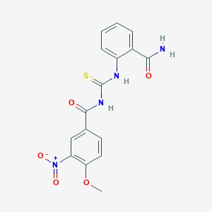 molecular formula C16H14N4O5S B4628854 N-({[2-(aminocarbonyl)phenyl]amino}carbonothioyl)-4-methoxy-3-nitrobenzamide 