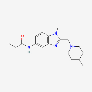 molecular formula C18H26N4O B4628962 N-{1-methyl-2-[(4-methyl-1-piperidinyl)methyl]-1H-benzimidazol-5-yl}propanamide 
