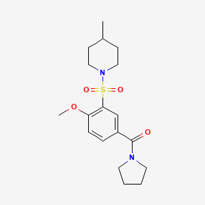 molecular formula C18H26N2O4S B4628984 1-{[2-methoxy-5-(1-pyrrolidinylcarbonyl)phenyl]sulfonyl}-4-methylpiperidine 