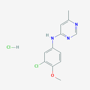 molecular formula C12H13Cl2N3O B4629022 盐酸N-(3-氯-4-甲氧基苯基)-6-甲基嘧啶-4-胺 