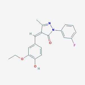 molecular formula C19H17FN2O3 B462906 4-(3-ethoxy-4-hydroxybenzylidene)-2-(3-fluorophenyl)-5-methyl-2,4-dihydro-3H-pyrazol-3-one 