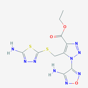 molecular formula C10H11N9O3S2 B4629073 ethyl 1-(4-amino-1,2,5-oxadiazol-3-yl)-5-{[(5-amino-1,3,4-thiadiazol-2-yl)thio]methyl}-1H-1,2,3-triazole-4-carboxylate 